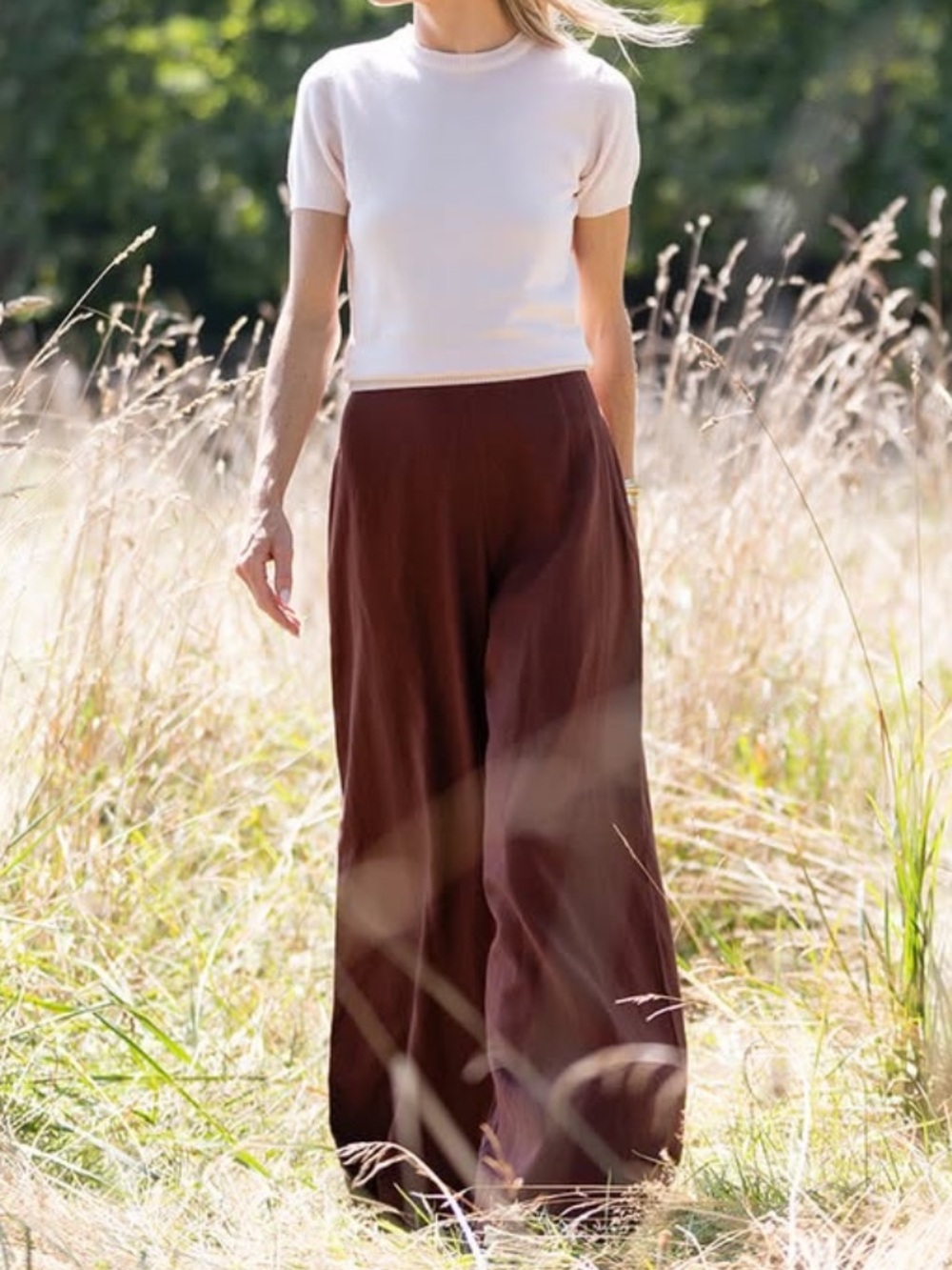 Julia Amory Ivy Linen Pants in Coco - Picture 2 of 7